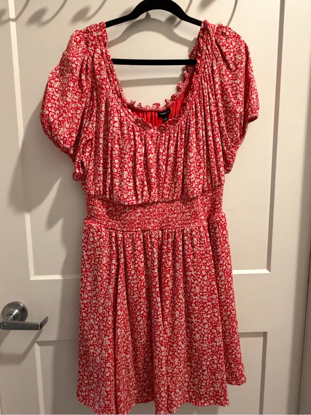 torrid Red Floral Smocked Ruffle Top